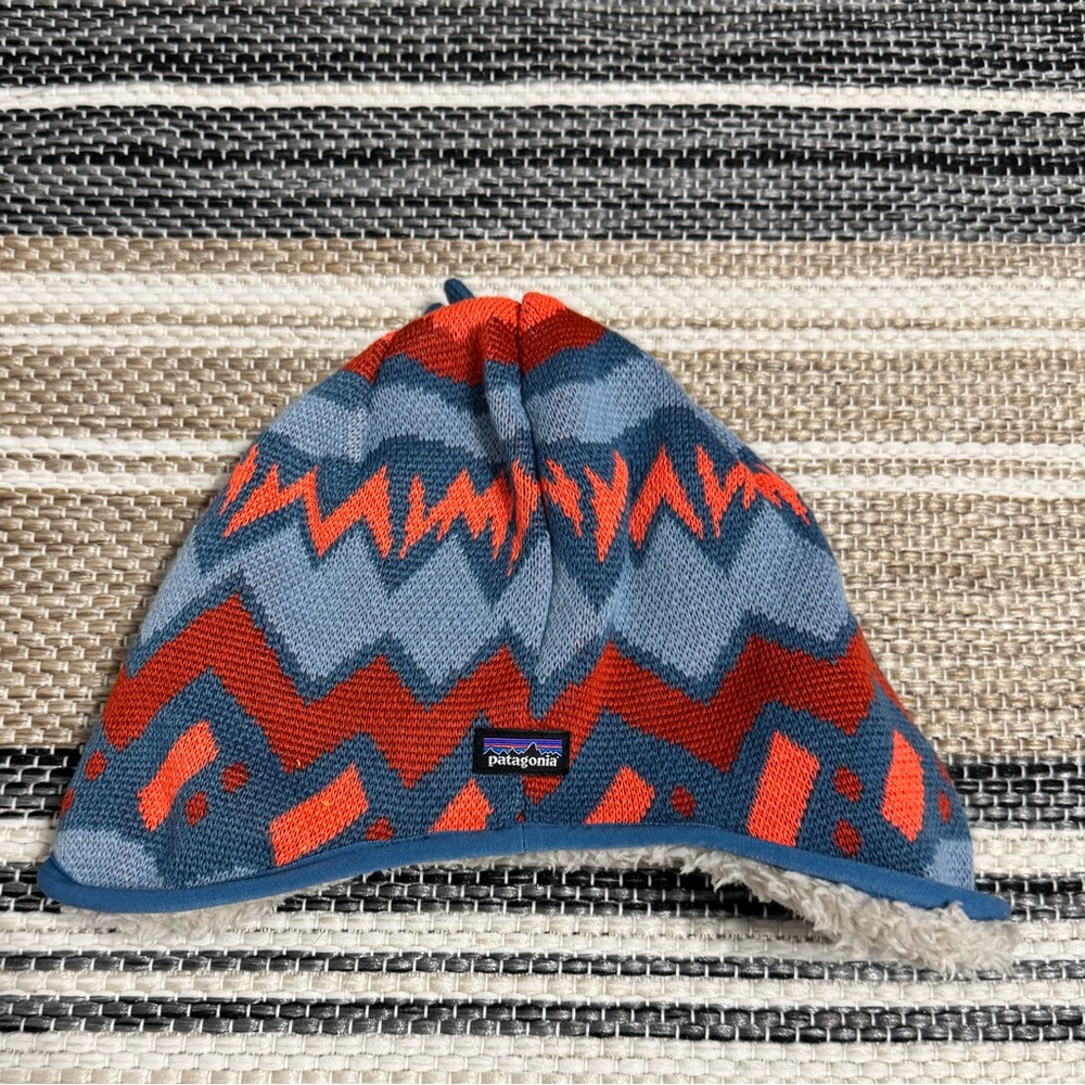 Patagonia Baby Reversible Sherpa Beanieâ Geo Knit Blue